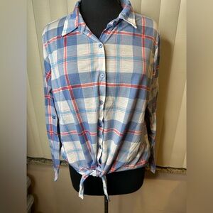 New York Laundry Blue and Red Plaid Button-Up Shirt Size XL